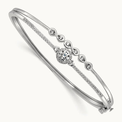2 Strand Infinity & Round Bangle, 1.00 ct tw Lab-Grown Diamond