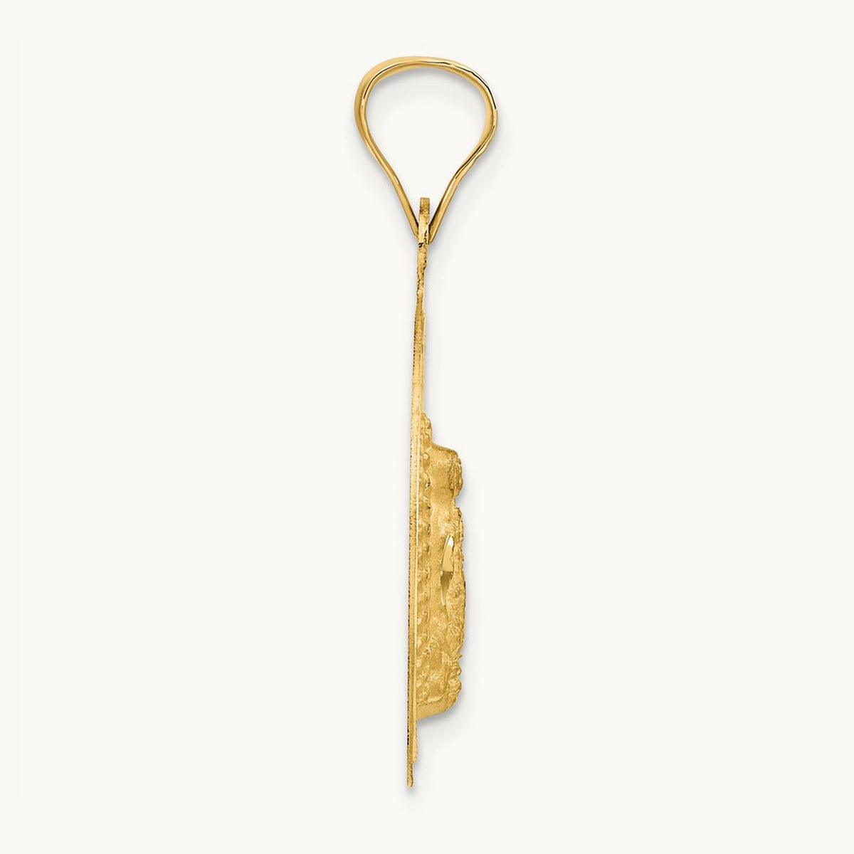 Polished Diamond-cut Lady Of Guadalupe Circle Pendant — 14K Two-Tone Gold, 34mm
