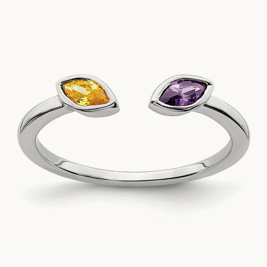 Marquise Amethyst and Citrine Ring, 14K White Gold