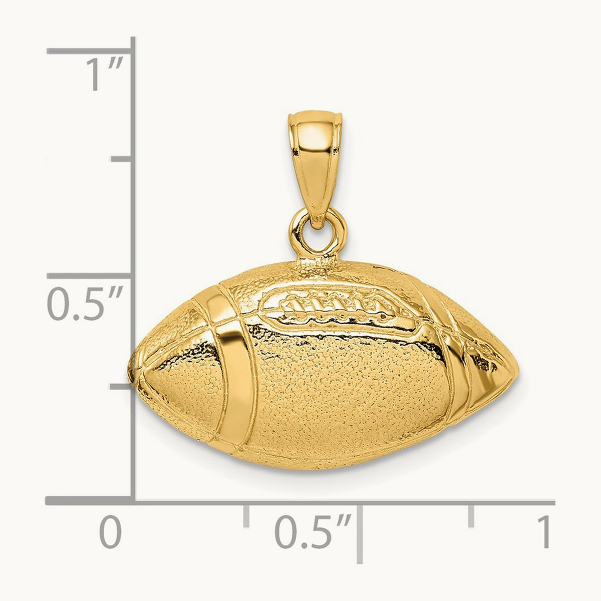 Polished Open-Backed Football Charm, 14K