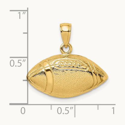 Polished Open-Backed Football Charm, 14K