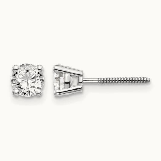 .75ct SI3 G-I Diamond Stud Thread on/off Post Earrings, 14K White Gold