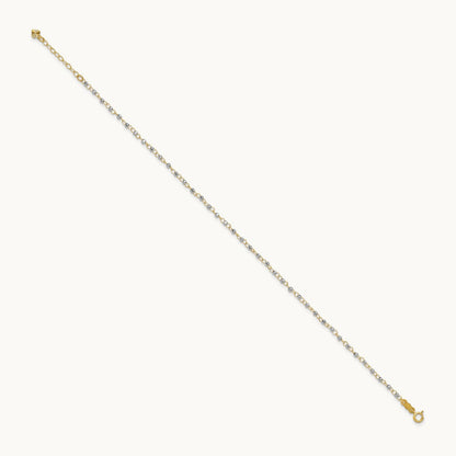 Circle Chain with Mirror Beads 9in Plus 1in Ext. Anklet, 14K Two-tone