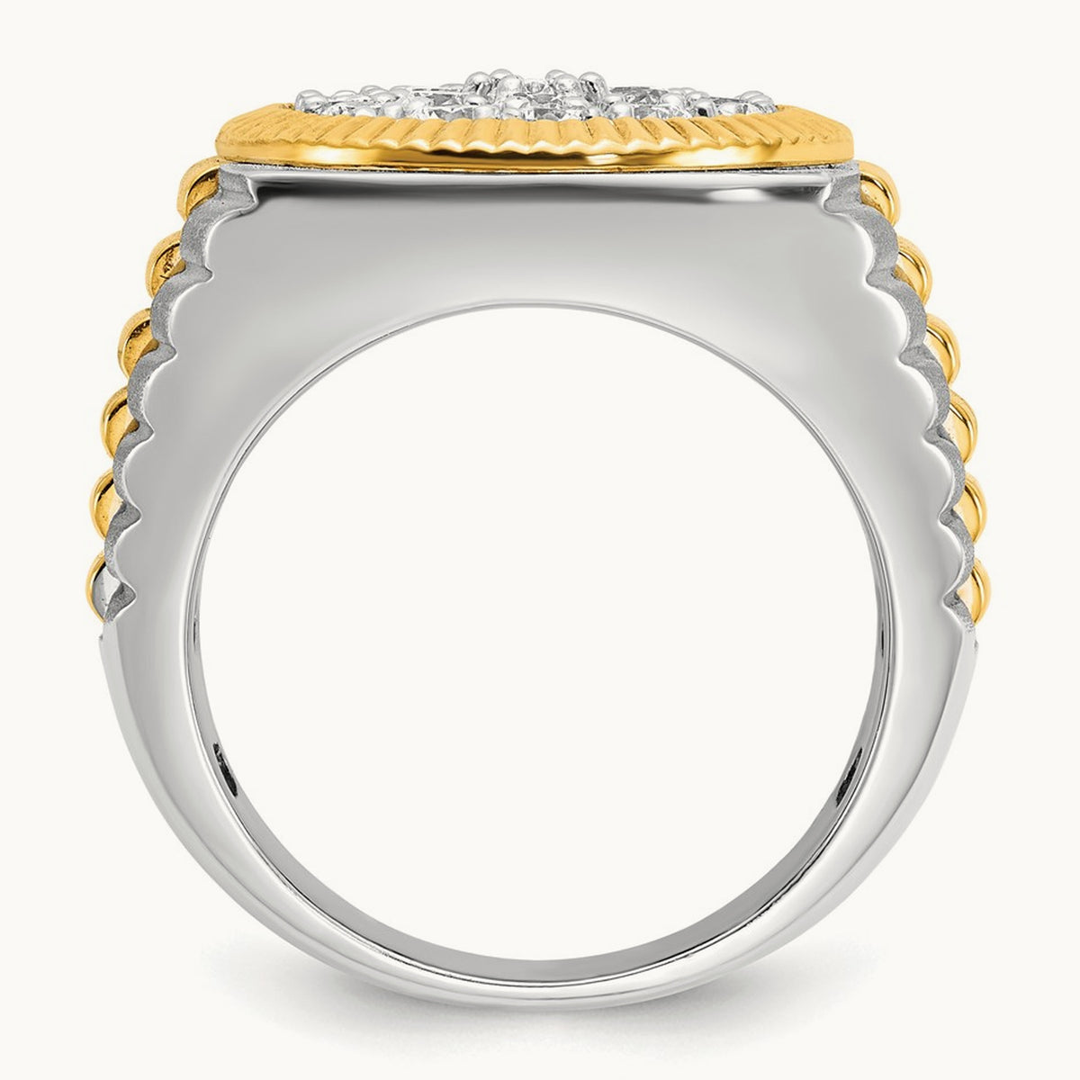 Ribbed Men's Cluster Ring, 2.00 ct tw Lab-Grown Diamond