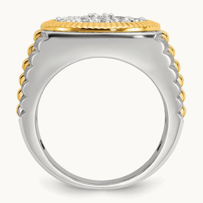 Ribbed Men's Cluster Ring, 2.00 ct tw Lab-Grown Diamond