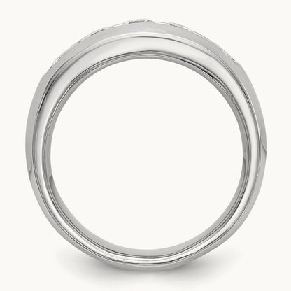 5-Stone Diamond Channel Band, 14K White Gold