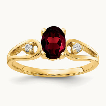 Oval Garnet AA Diamond ring — photo set