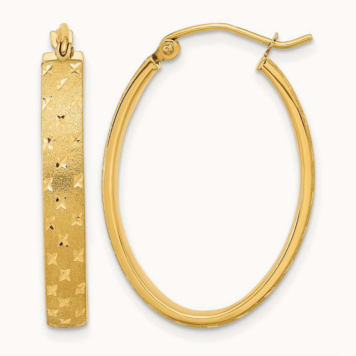 Polished Satin Diamond-cut Hoop Earrings — 14K Yellow Gold, 20.75mm
