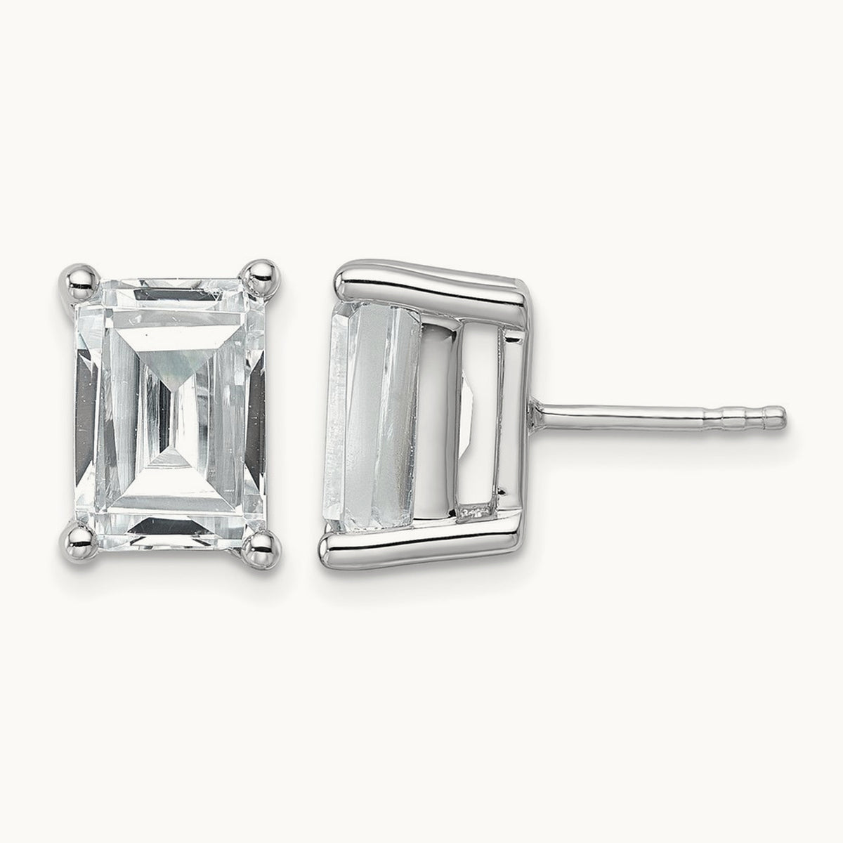 Emerald Four-Prong Stud Earrings, 0.50-6.00 ct tw Lab-Grown Diamond — 6 ct, 14K White Gold