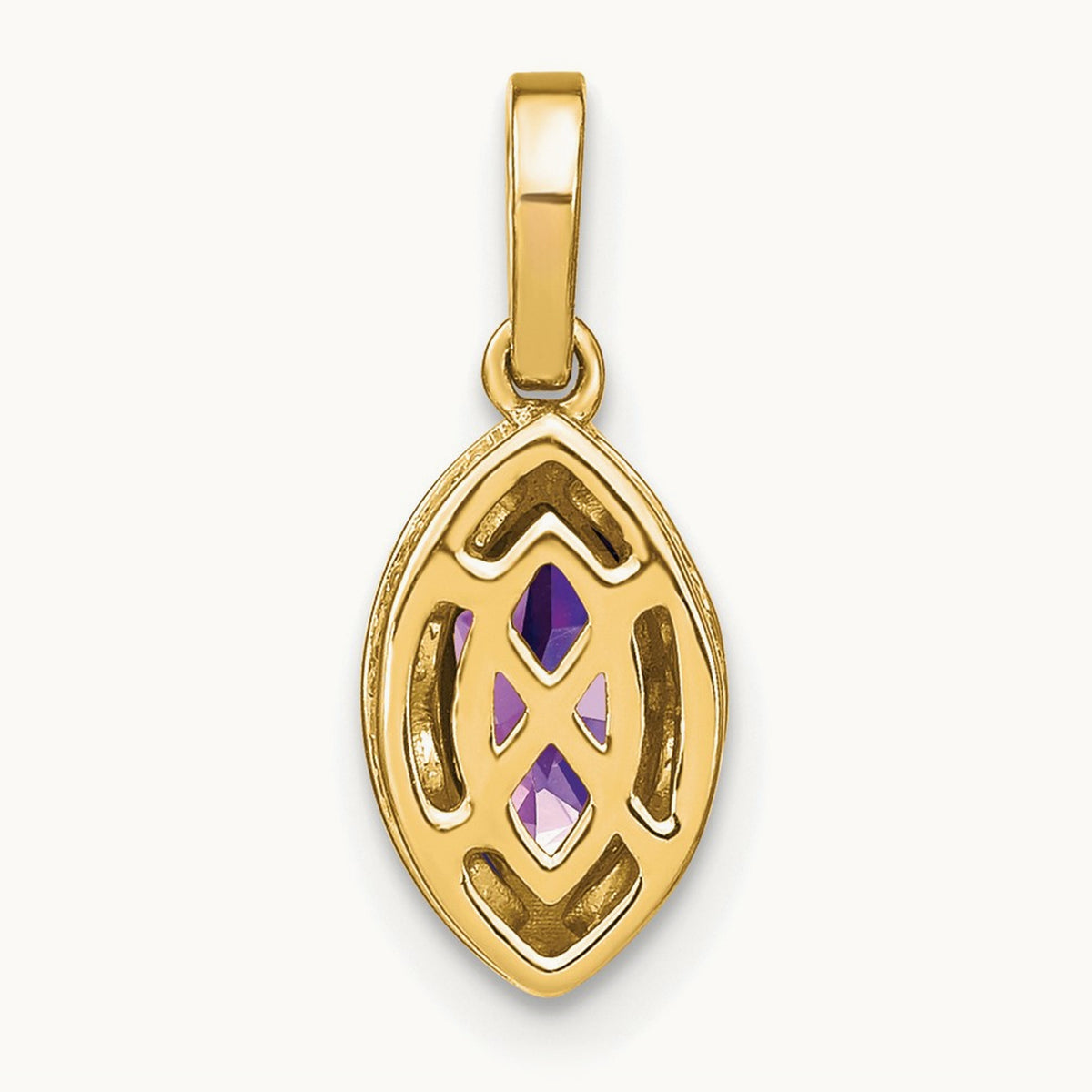 Marquise Amethyst and Diamond Pendant, 14K