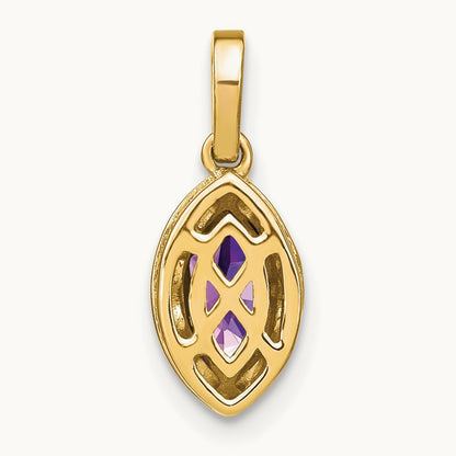 Marquise Amethyst and Diamond Pendant, 14K