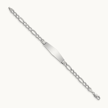 WG Polished Semi-Solid Soft Diamond Shape Figaro ID Bracelet, 14K