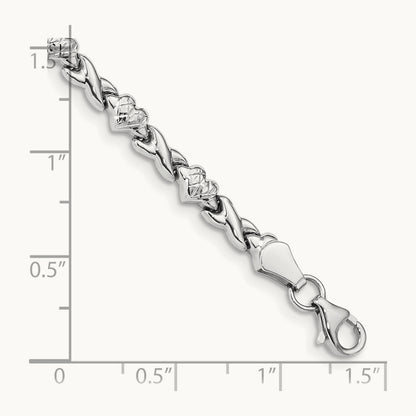 Polished Heart & X Bracelet — 7mm