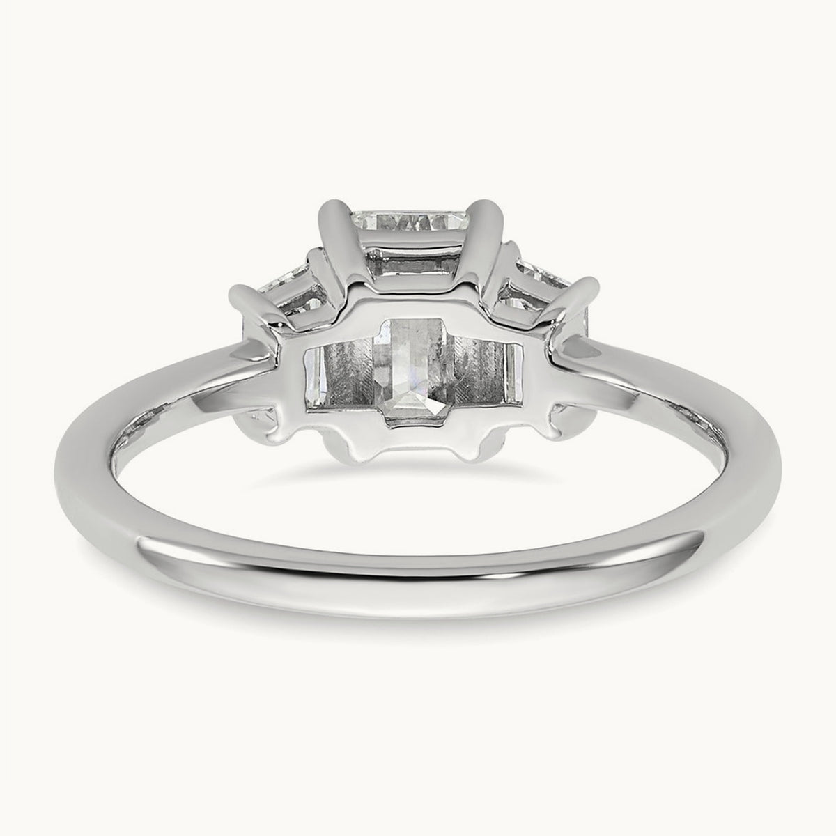 Emerald & Trapezoid Engagement Ring, 1.25-4.00 ct tw Lab-Grown Diamond — 1 3/8 ct, 14K White Gold