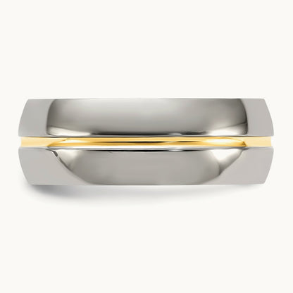 IP-plated Grooved Polished Band, 8mm, Titanium Yellow