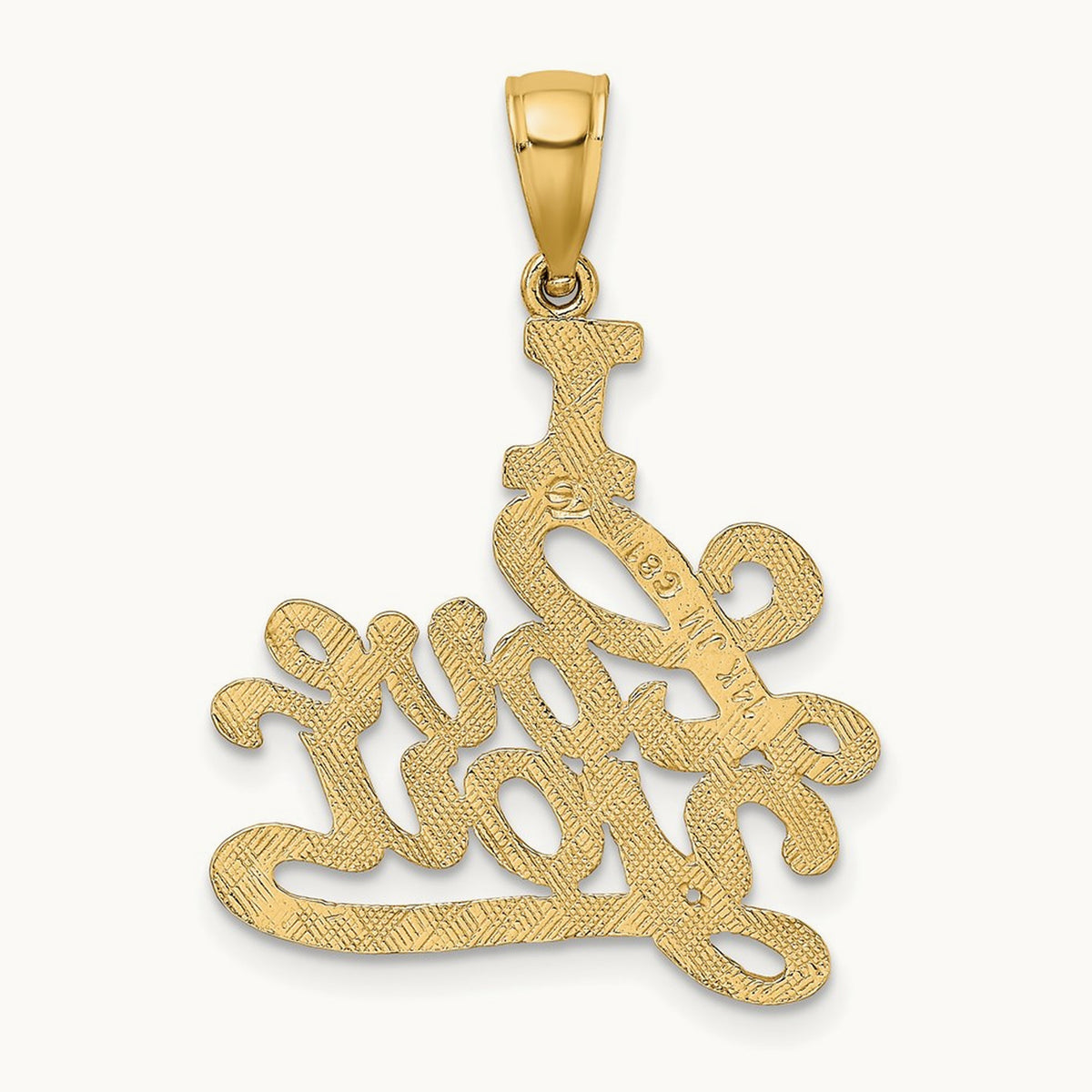 Textured I LOVE YOU Charm, 14K