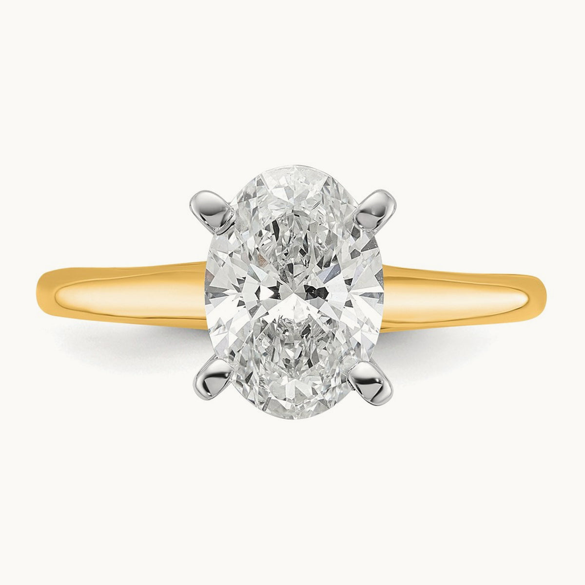 Oval Solitaire Engagement Ring, 0.50-5.00 ct tw Lab-Grown Diamond — 1 3/4 ct, 14K Two-Tone