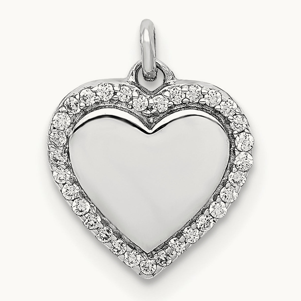 1/10ct. Diamond Fancy Polished Heart Pendant, 14K White Gold