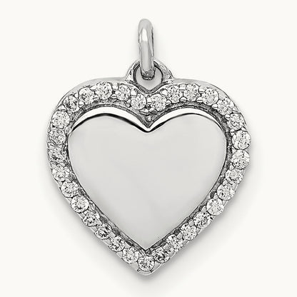 1/10ct. Diamond Fancy Polished Heart Pendant, 14K White Gold