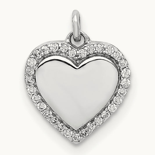 1/10ct. Diamond Fancy Polished Heart Pendant, 14K White Gold