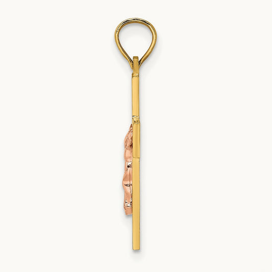 Latin Crucifix Charm, 14K Two-tone