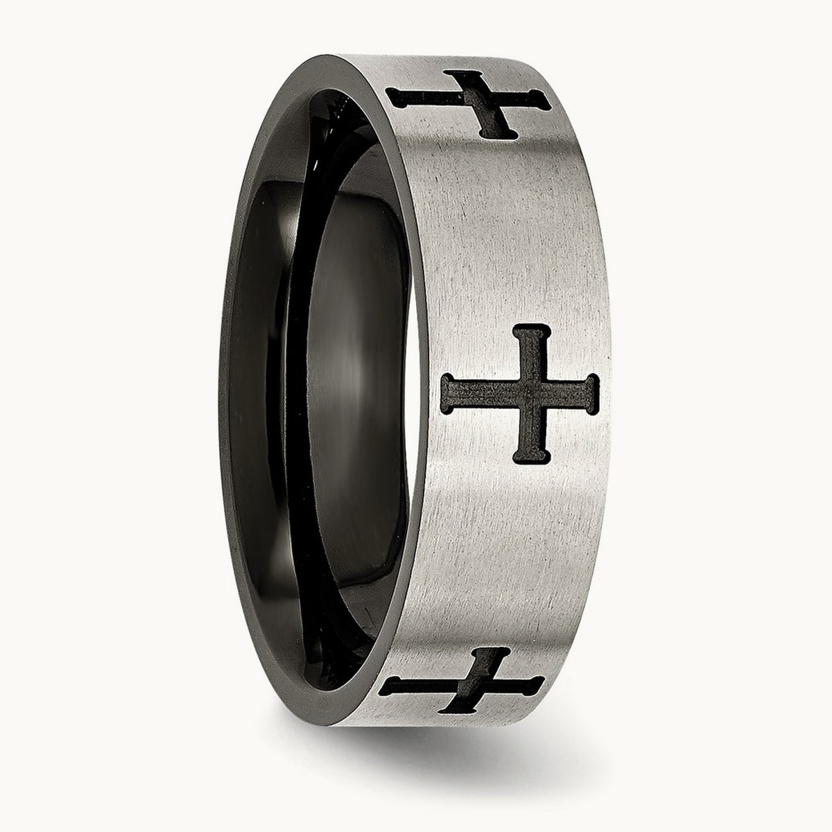 Brushed/Polished Black IP-plated Crosses Band — photo set