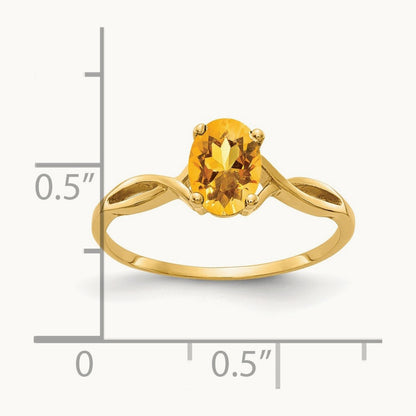 7x5mm Oval Citrine ring, 14K