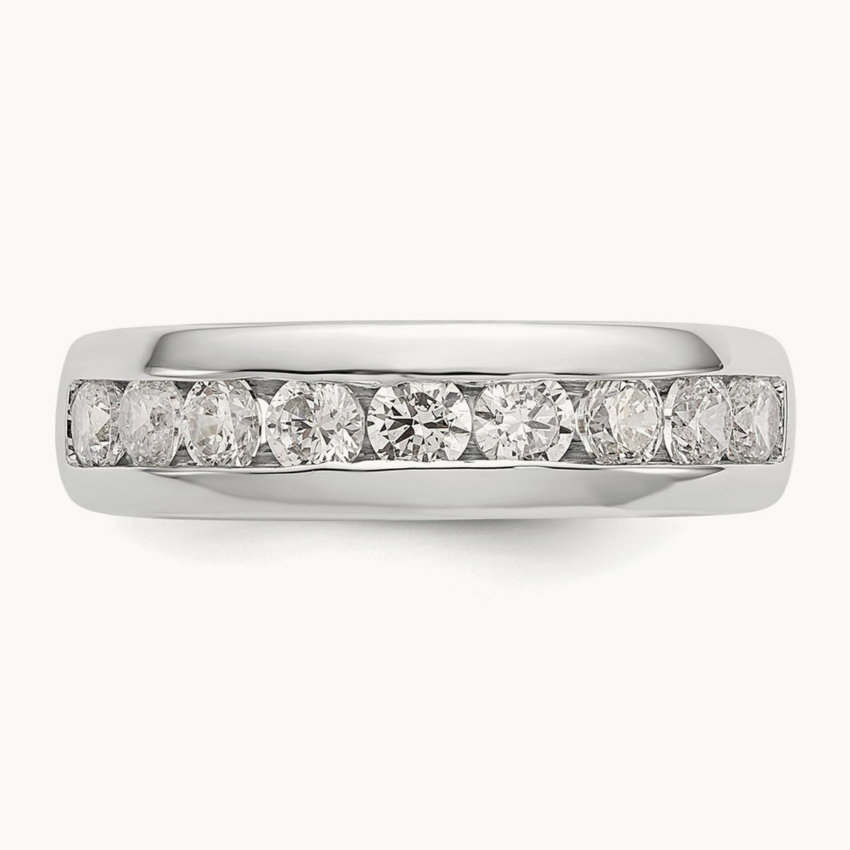 9-Stone Diamond Channel Band, 14K White Gold