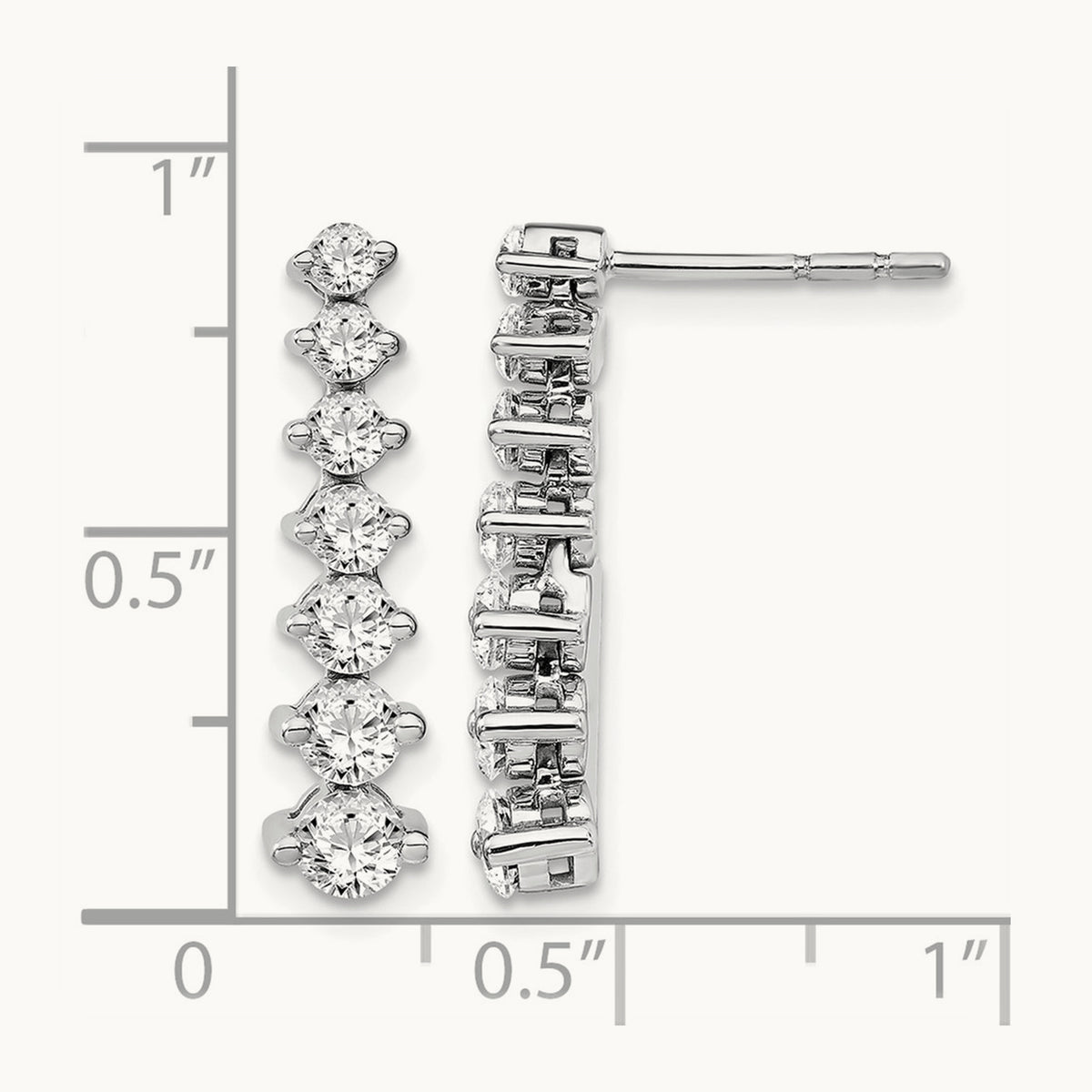 Graduating Drop Post Earrings, 1.50 ct tw Lab-Grown Diamond — 14K White Gold