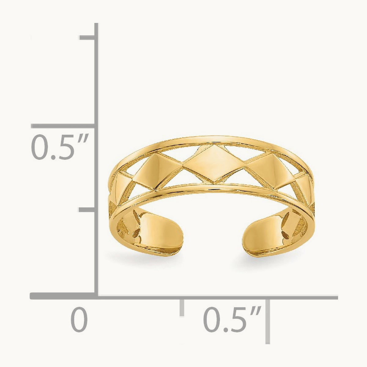 Diamond Shapes Toe Ring, 14K