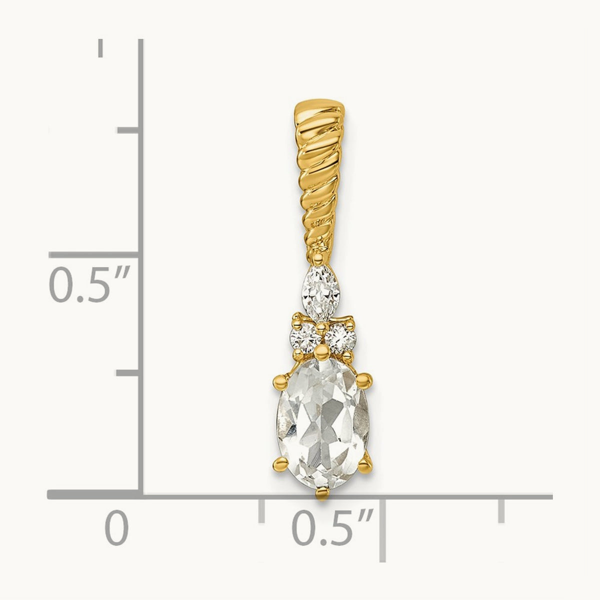Polished Diamond and Topaz Twisted Chain Slide — 14K Yellow Gold