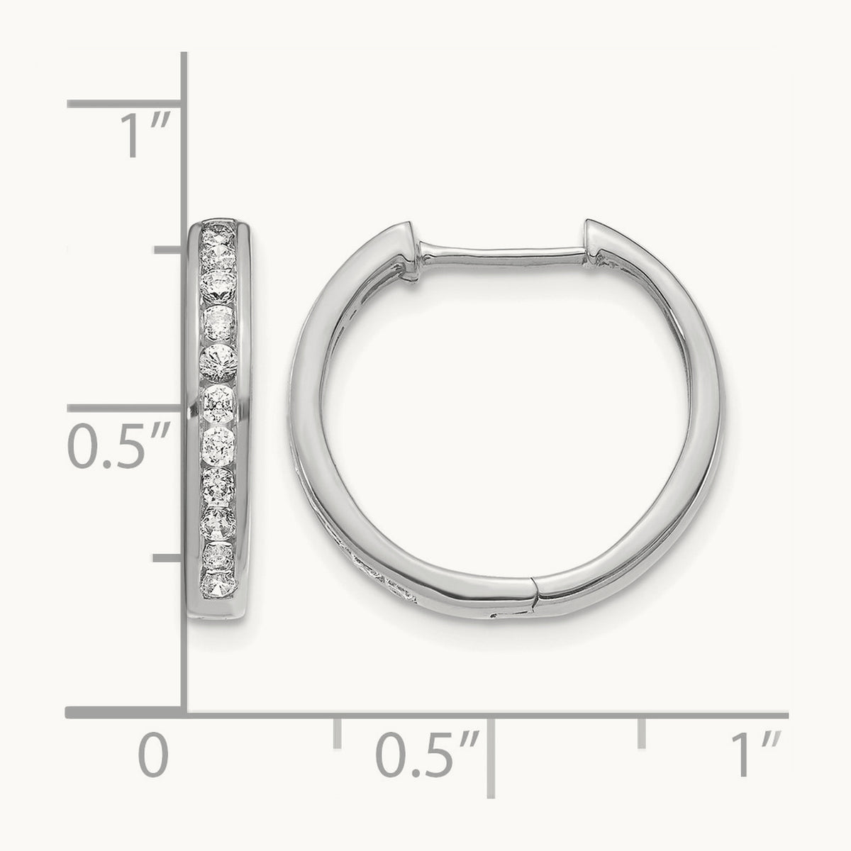 Diamond Hinged Hoop Earrings — 14K White Gold