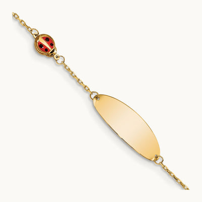 Children's Enamel Ladybug w/.5in ext. ID Bracelet, 14K