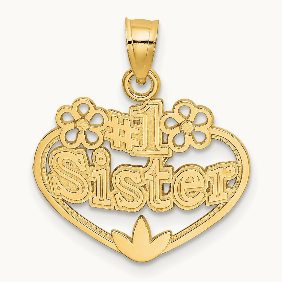 #1 SISTER in Heart Charm, 14K