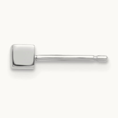 Single 14K White Gold Square Stud Earring