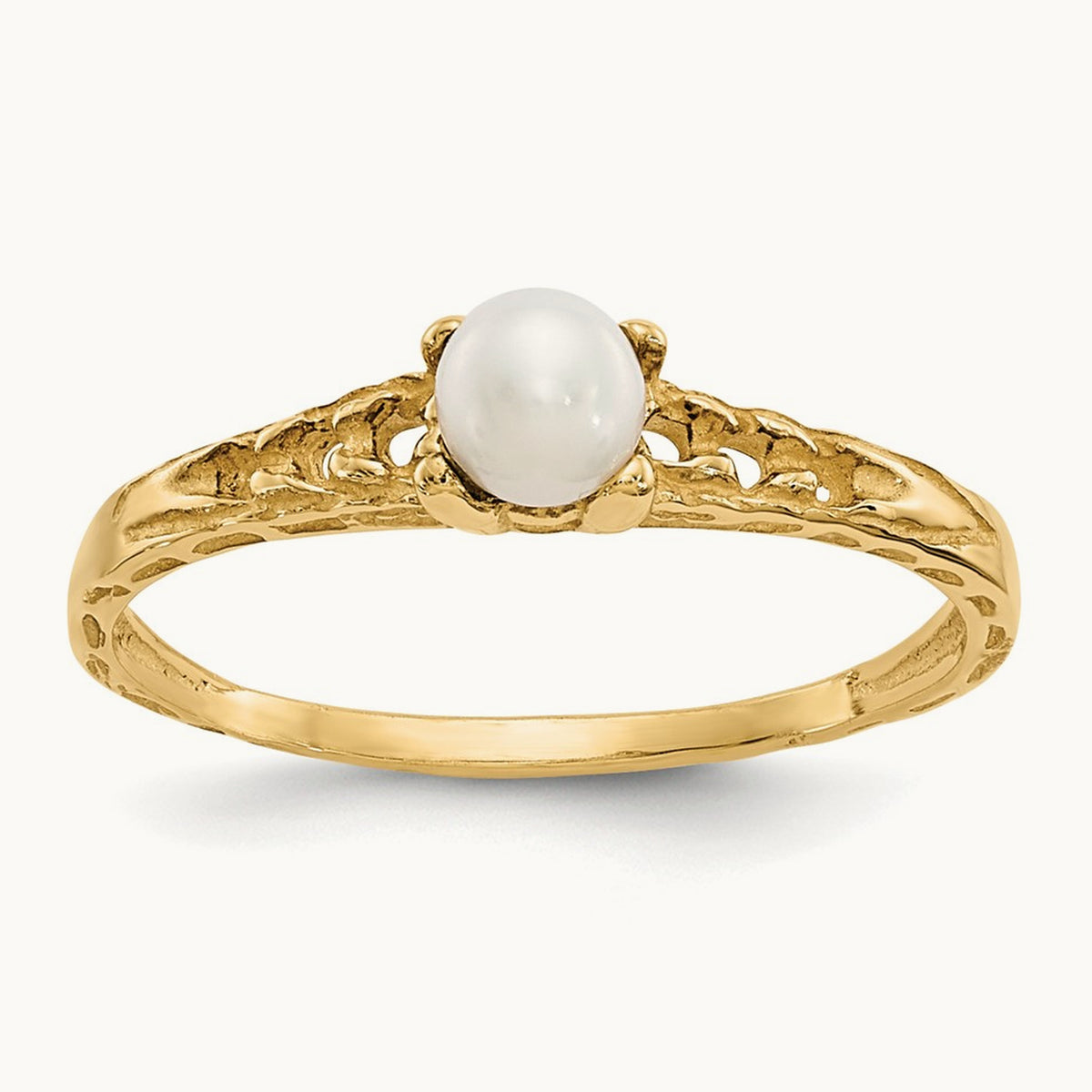 Madi K FW Cultured Pearl Birthstone Baby Ring, 3mm, 14K