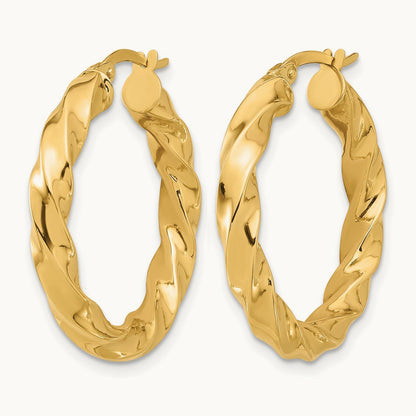 Polished Twisted Hoop Earrings, 14K — Leslie's