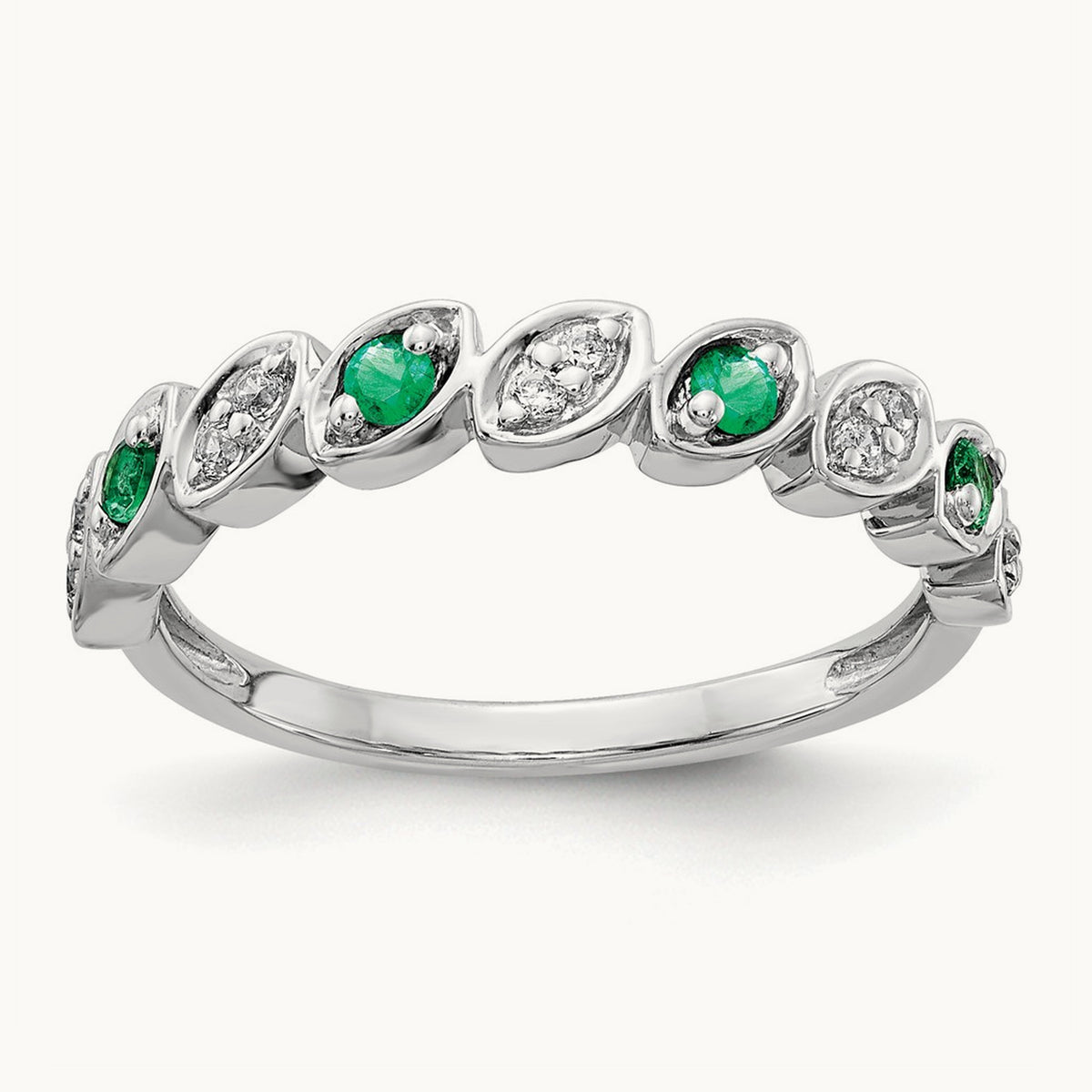 Fancy Diamond and Emerald Ring, 14K White Gold