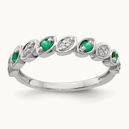 Fancy Diamond and Emerald Ring, 14K White Gold