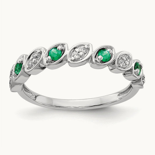 Fancy Diamond and Emerald Ring, 14K White Gold