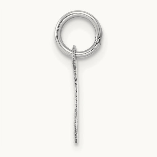 Small Script Letter J Initial Charm, 14K White Gold