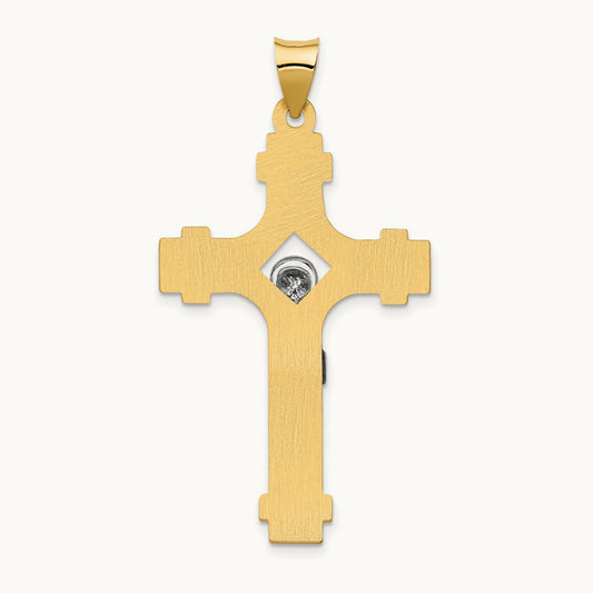 Polished INRI Crucifix Pendant, 14K Two-tone