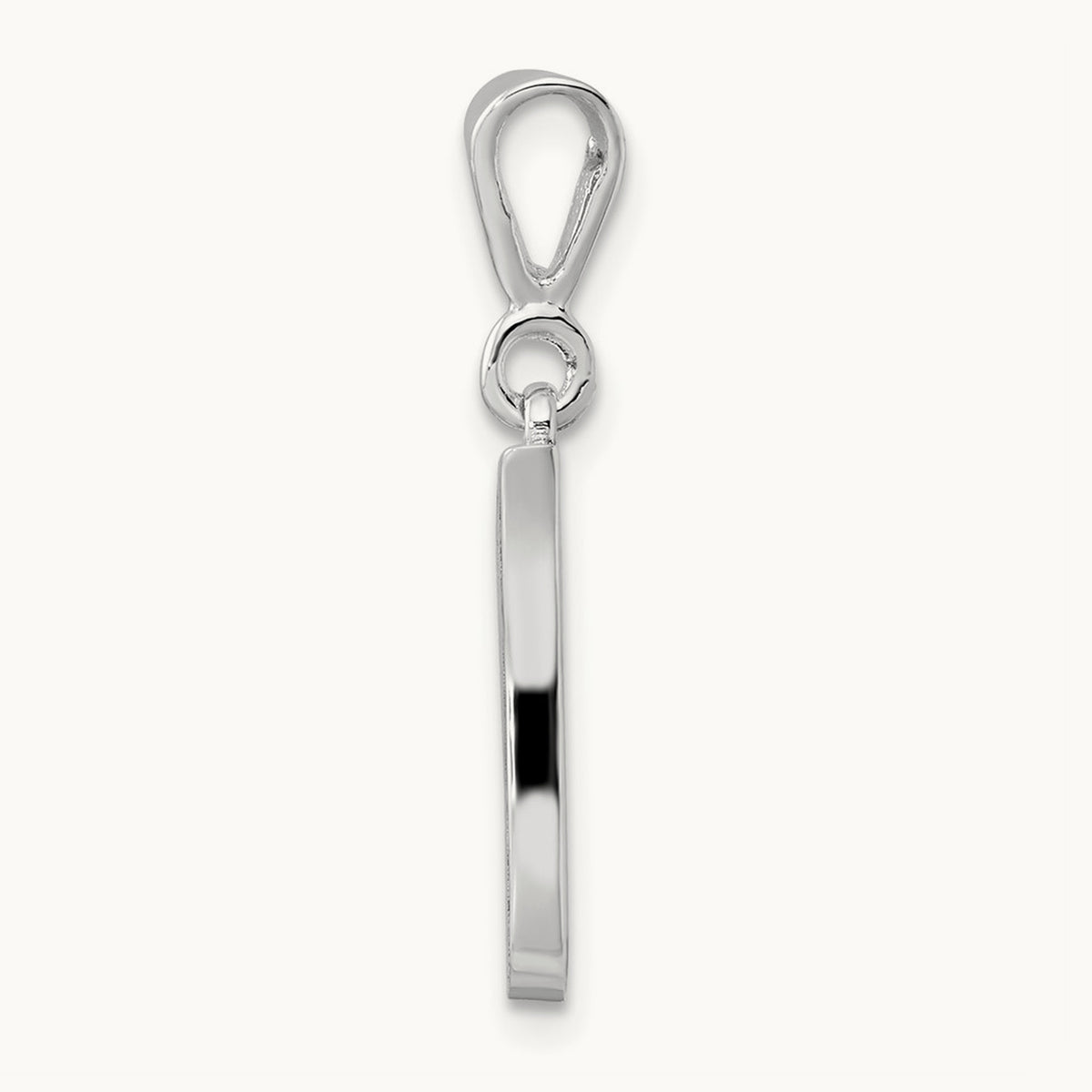 Solid Polished Script Filigree Initial Pendant — I