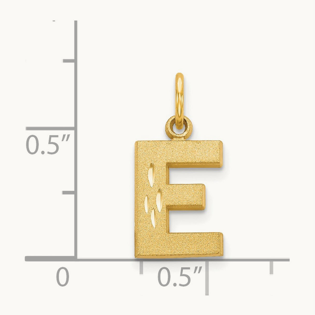 Satin Diamond-cut Initial Charm — 14K Yellow Gold, E