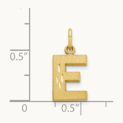 Satin Diamond-cut Initial Charm — 14K Yellow Gold, E