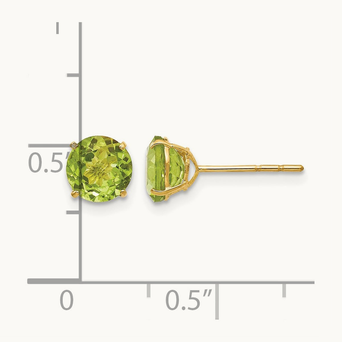 Round Peridot Post Earrings — 6mm