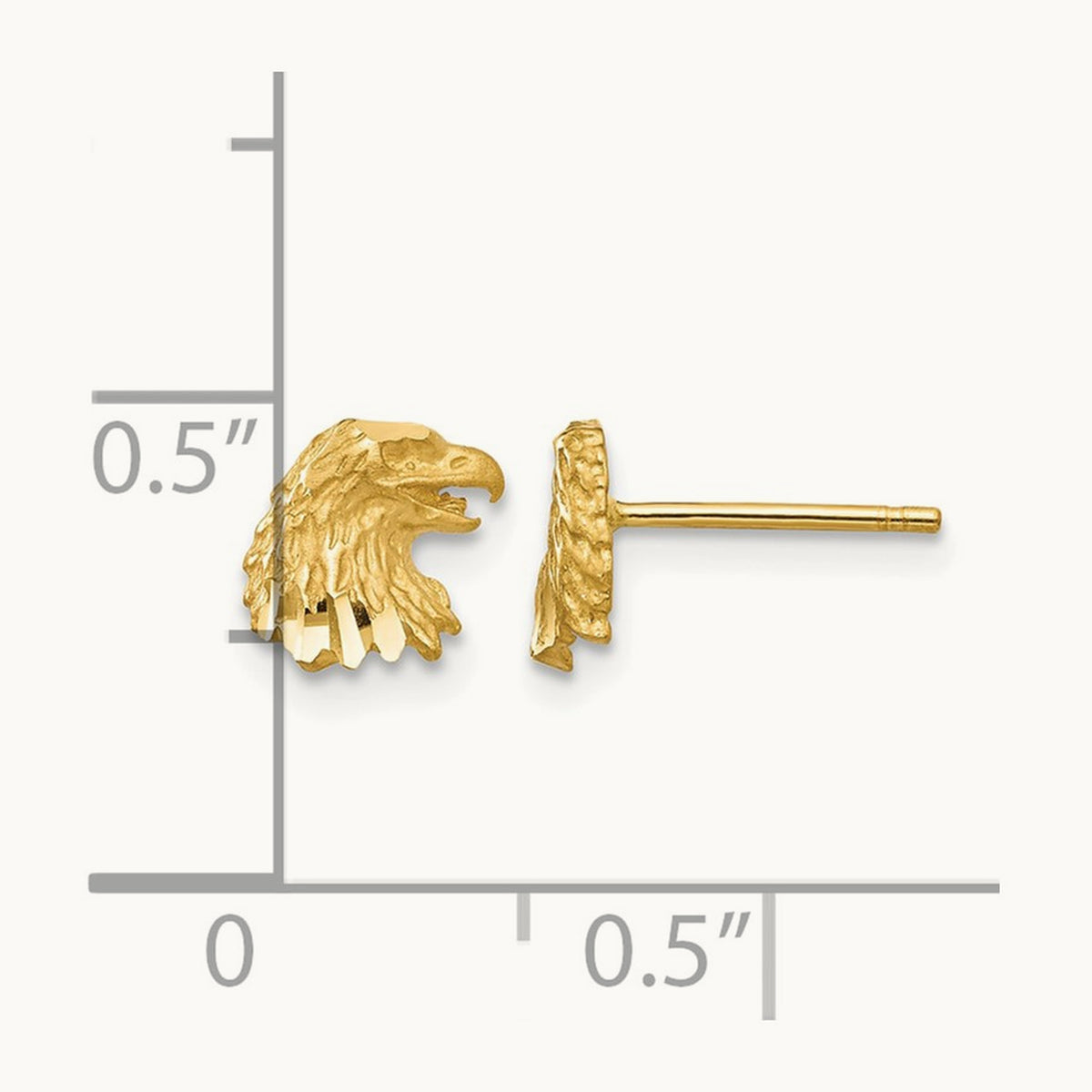 Diamond-cut Eagle Earrings, 14K