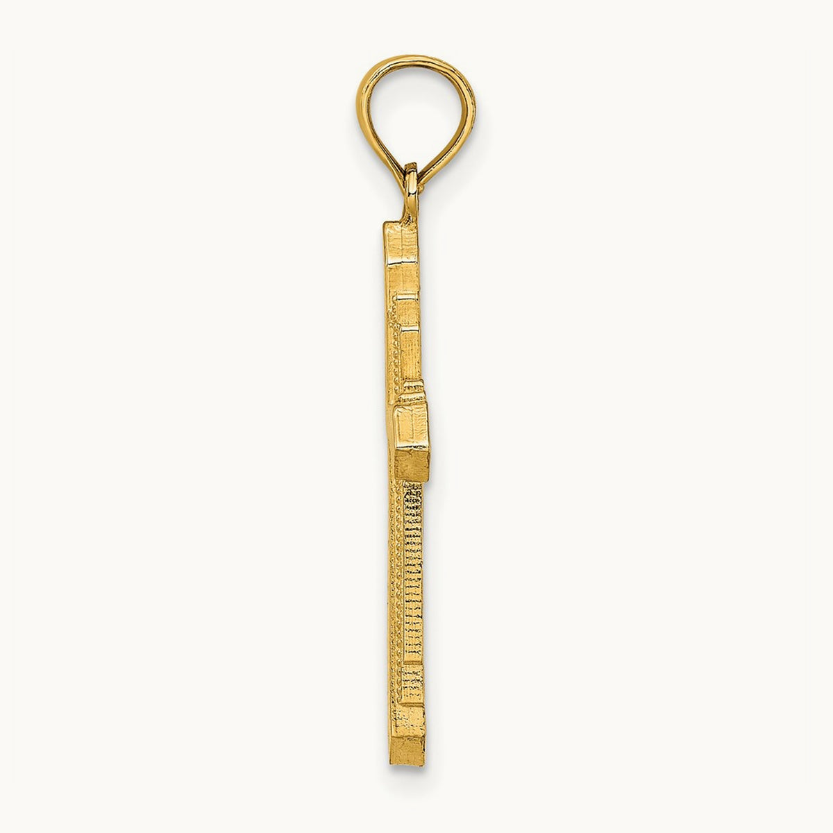 Solid Beaded Cross Charm, 14K