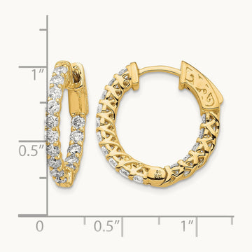 Diamond Round Hoop w/Safety Clasp Earrings, 14K