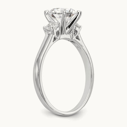 3-Stone Diamond Peg Set Semi-mount Engagement Ring, 14K White Gold